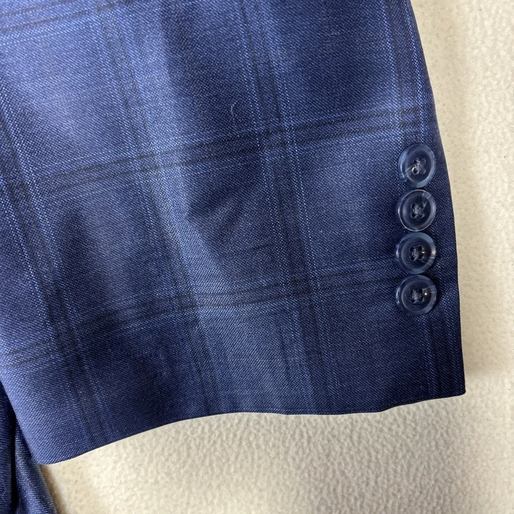 Oak Hill Premium Blazer Mens Sz 54R Sport Coat‎ Blue Plaid Wool Blazer Jacket